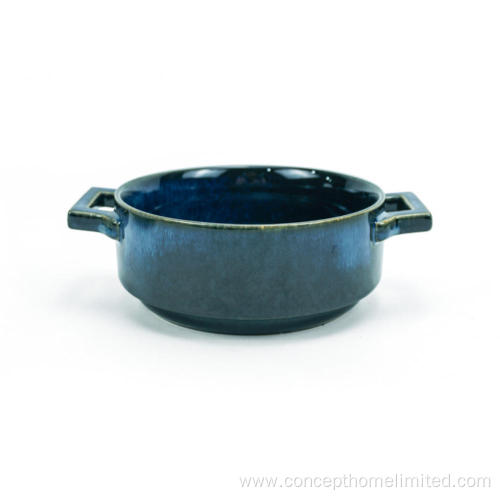 Reactive glazed stoneware dinner set in Deep blue